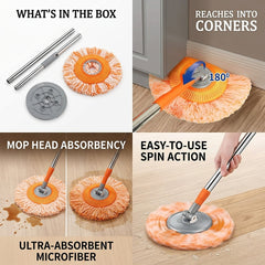 Extendable Telescopic Microfiber Mop – Adjustable & Reusable Cleaning Head