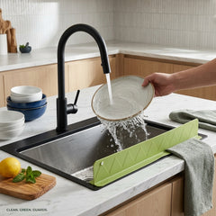 Kitchen Sink Water Splash Guard – Adhesive Splash Blocking Plate, Easy to Install & Reusable