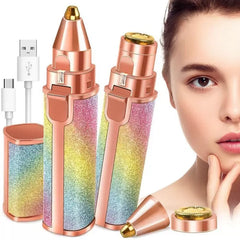 2-in-1 USB Rechargeable Eyebrow & Facial Hair Trimmer | Upper Lip & Eyebrow Grooming Tool With Cleaning Brush