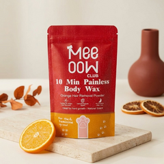 Meeoow Club Orange Hair Removal Powder 100g 10 Min Painless Body Wax For Smooth Soft Skin