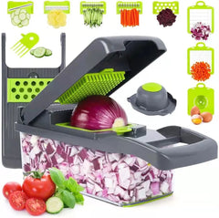 16-in-1 Vegetable Chopper – Multi-Function Dicer, Slicer, Grater & Shredder with Storage Container