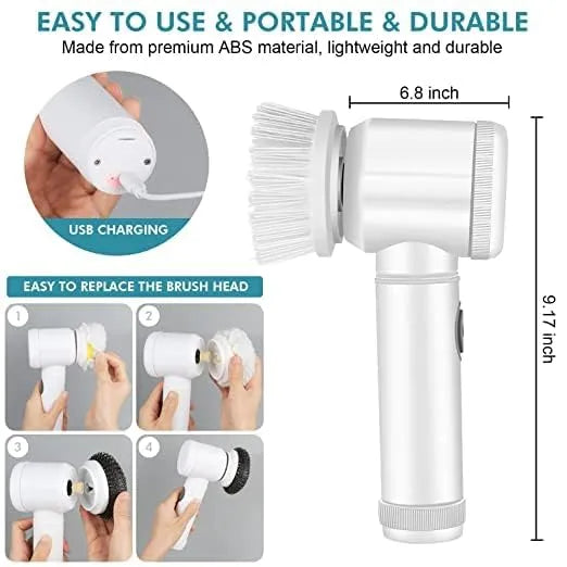 5-in-1 Electric Cleaning Brush – Rechargeable Multi-Surface Scrubber