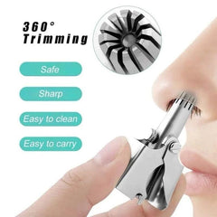 Stainless Steel Manual Nose Hair Trimmer – 6-Teeth Precision Grooming Tool with Cleaning Brush & Travel Bag