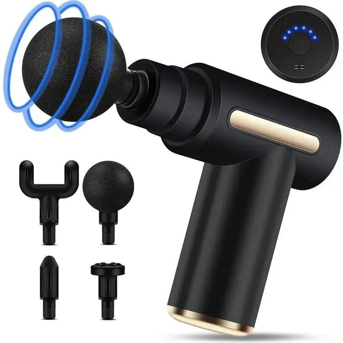 4-in-1 Rechargeable Massage Gun – 6-Speed Body Massager