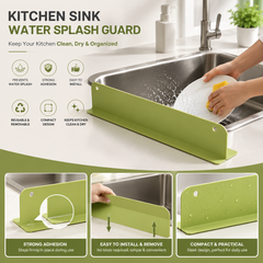 Kitchen Sink Water Splash Guard – Adhesive Splash Blocking Plate, Easy to Install & Reusable